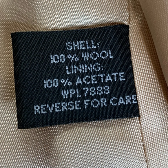 Anne Klein Beige 100% Wool Double Breasted Classic Pea Coat Women's Size 6 - Picture 8 of 12